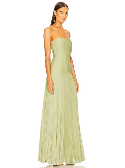 Cassidy | Women's Strapless Pleated Maxi Dress Occasion Evening Gown