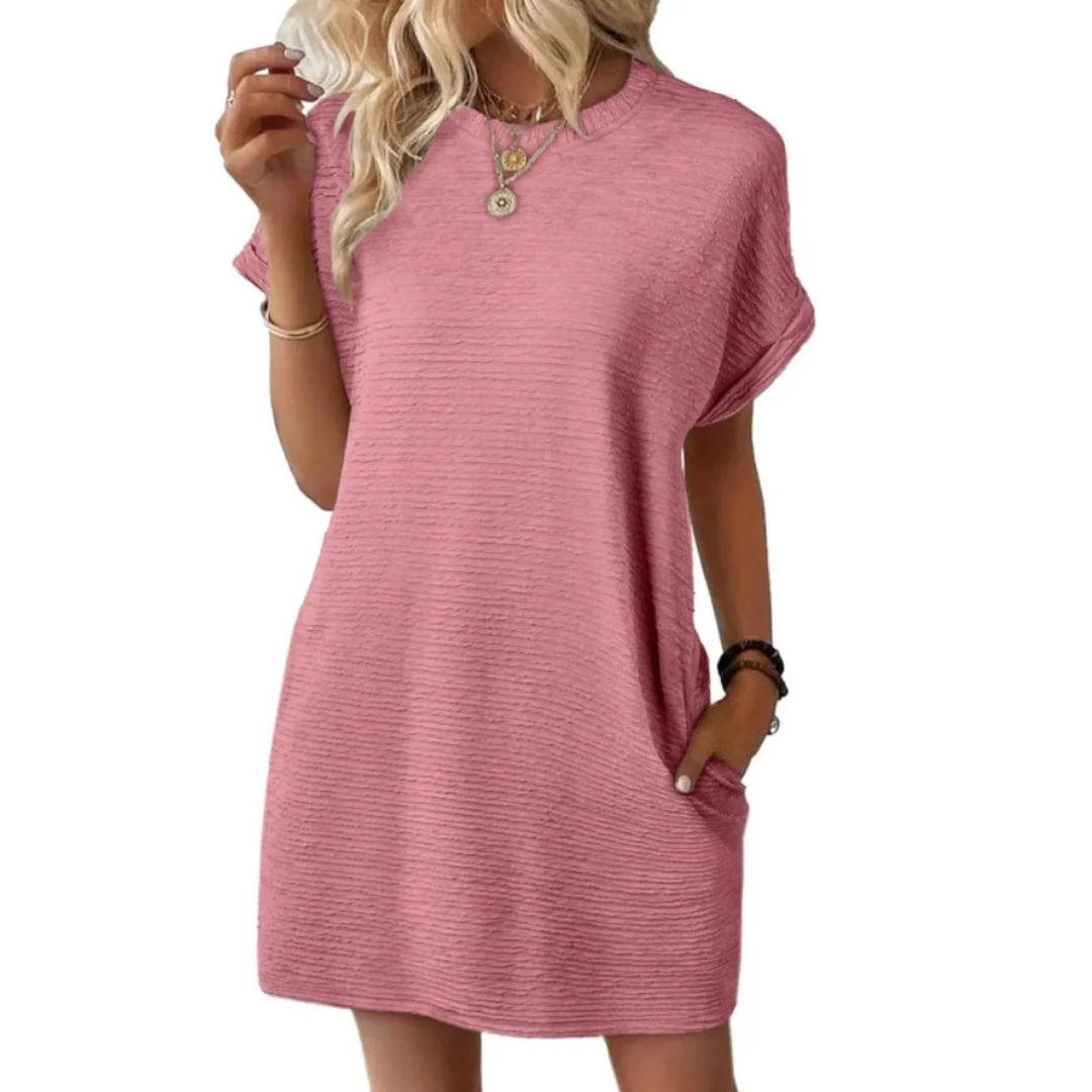 Reagan | Women's Short-Sleeved T-Shirt Short Dress with Pockets