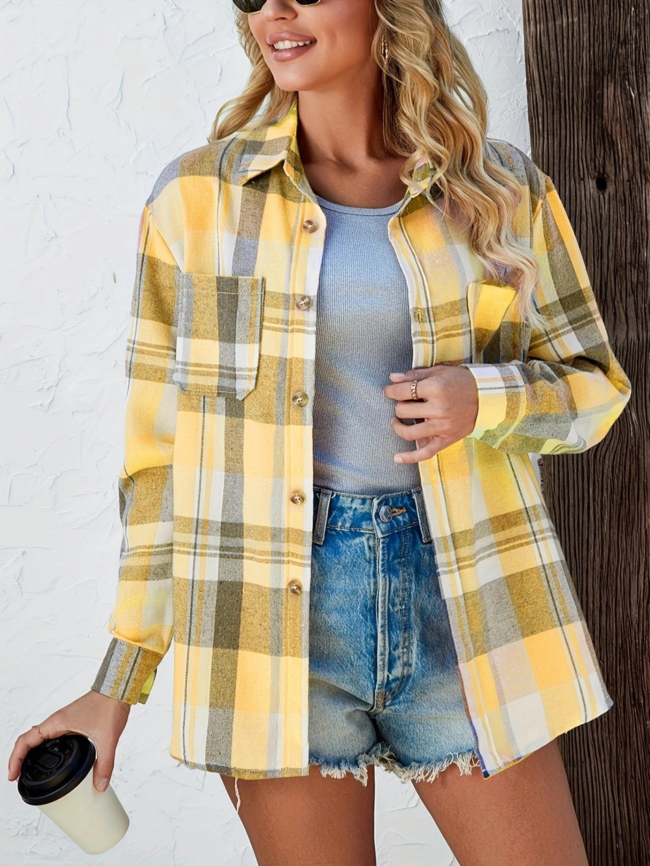 Beatrice | Women's Oversized Plaid Flannel Button-Down Shirt