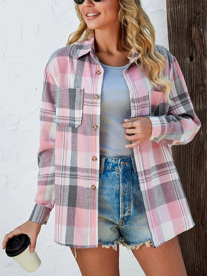 Beatrice | Women's Oversized Plaid Flannel Button-Down Shirt