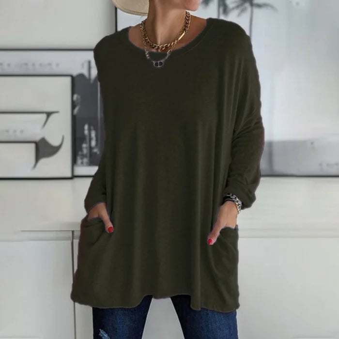 Amber | Women's Oversized Long Sleeve Tunic Top with Pockets