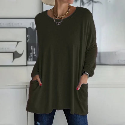 Amber | Women's Oversized Long Sleeve Tunic Top with Pockets