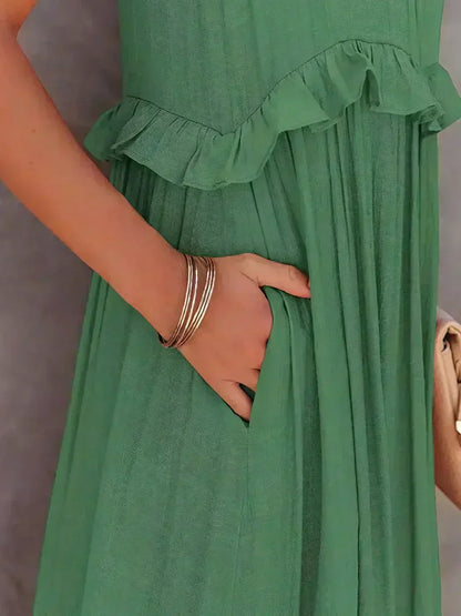 Serenity | Refined No-Sleeve Dress with Ruffles