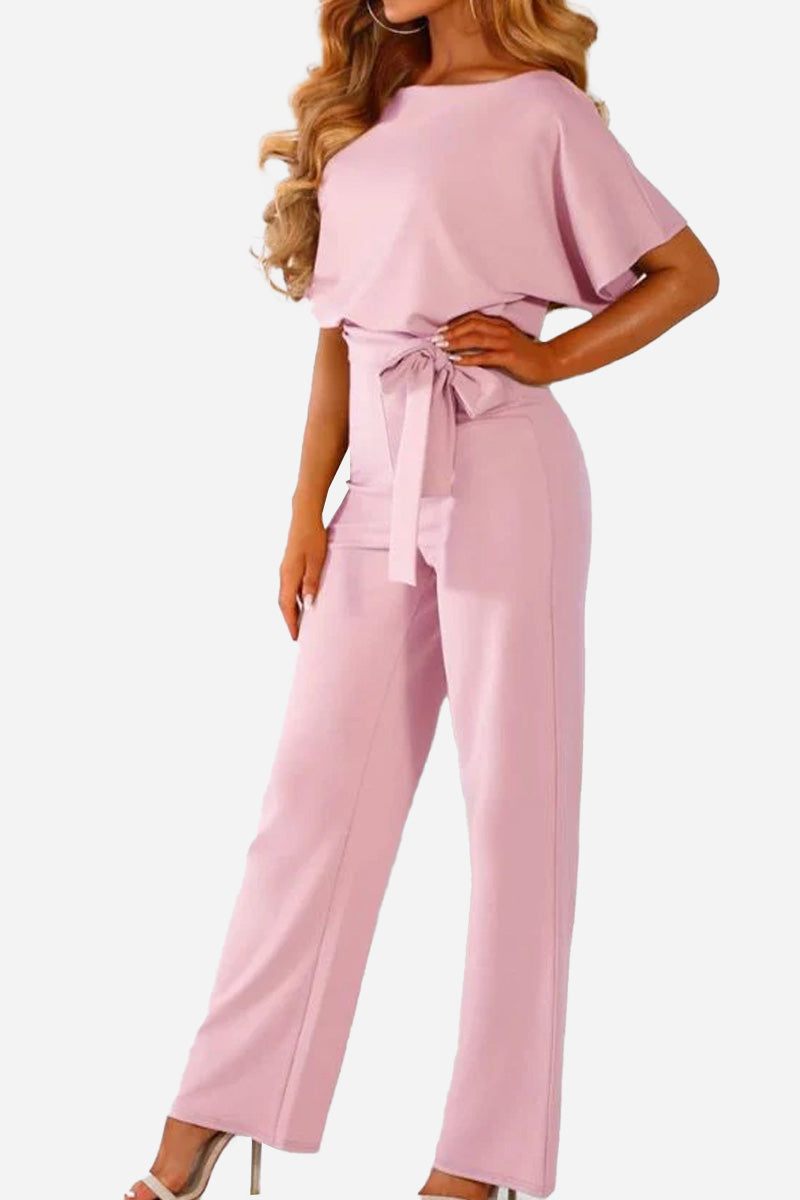 Alexandra | Women's Wide-Leg Belted Jumpsuit with Batwing Sleeves