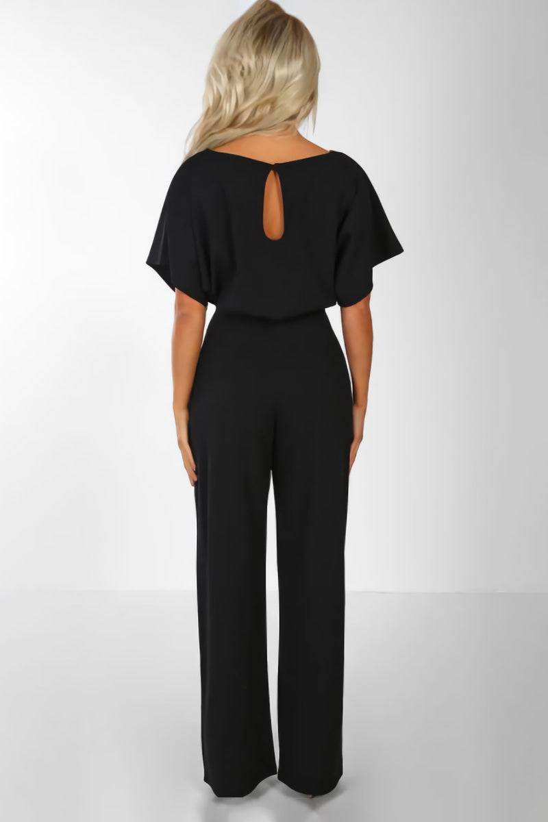 Alexandra | Women's Wide-Leg Belted Jumpsuit with Batwing Sleeves