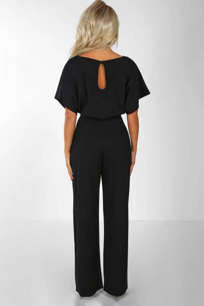 Alexandra | Women's Wide-Leg Belted Jumpsuit with Batwing Sleeves