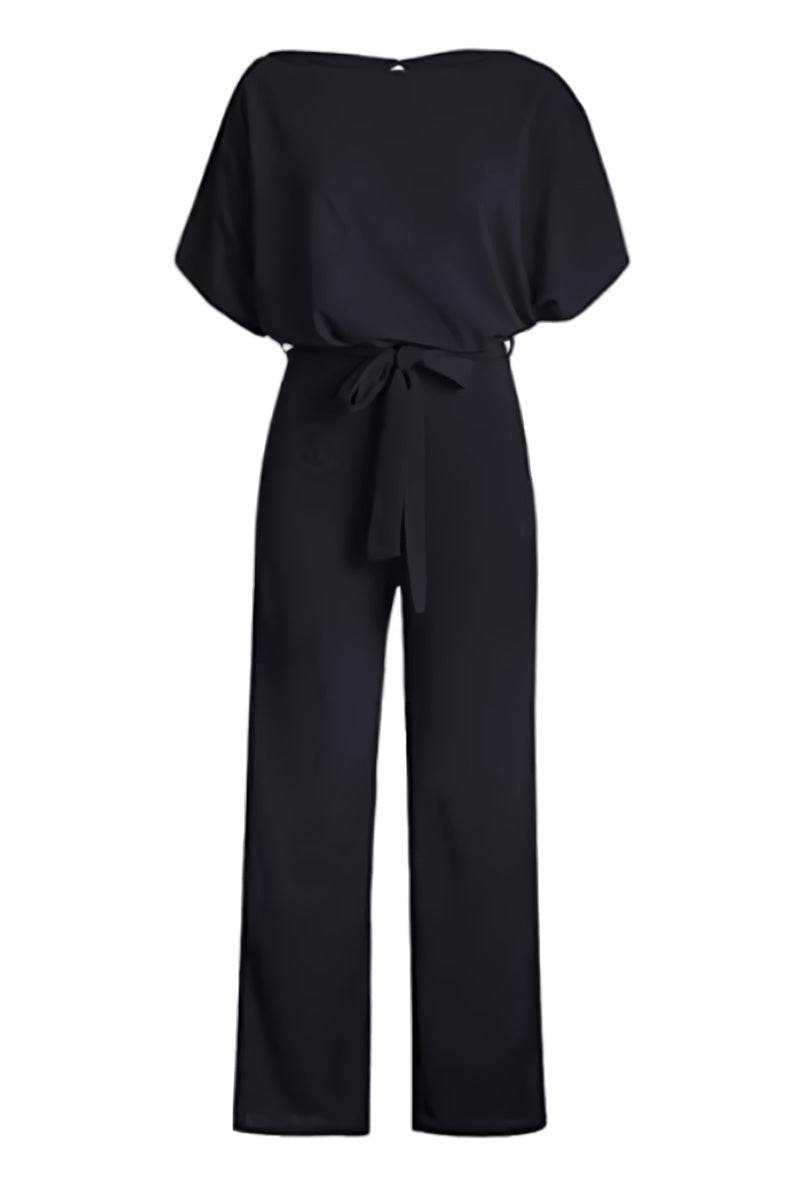 Alexandra | Women's Wide-Leg Belted Jumpsuit with Batwing Sleeves