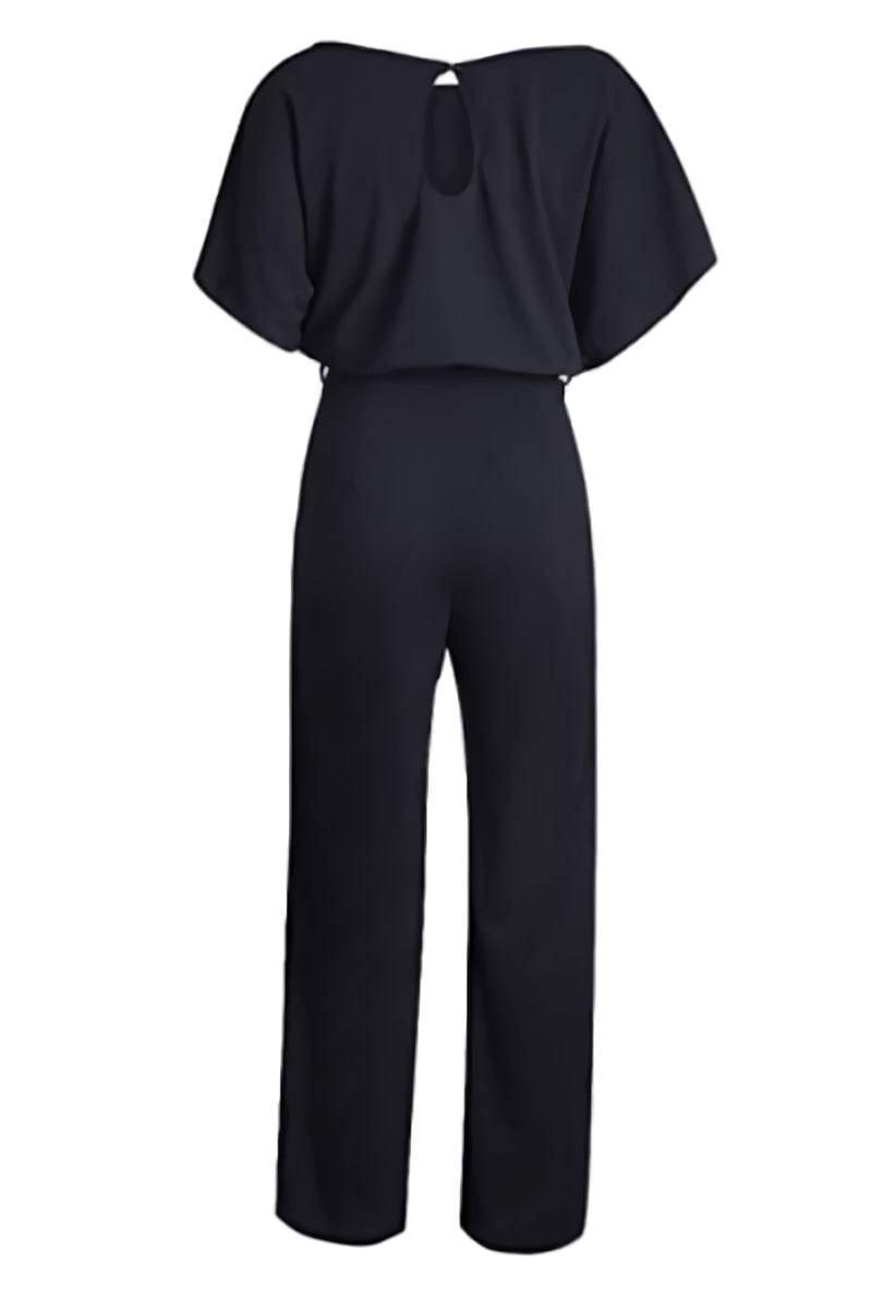 Alexandra | Women's Wide-Leg Belted Jumpsuit with Batwing Sleeves