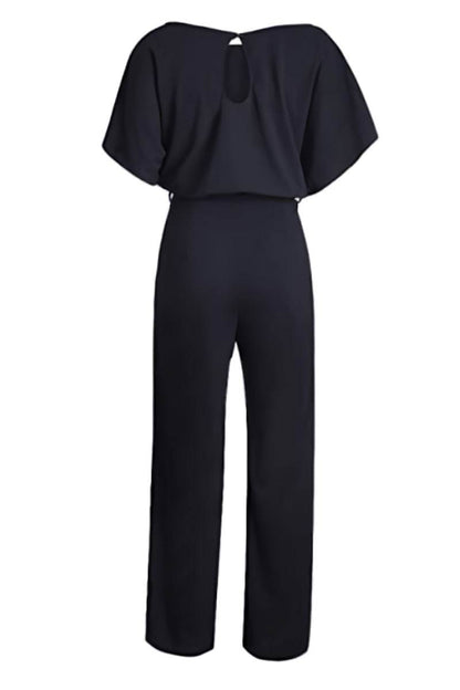 Alexandra | Women's Wide-Leg Belted Jumpsuit with Batwing Sleeves