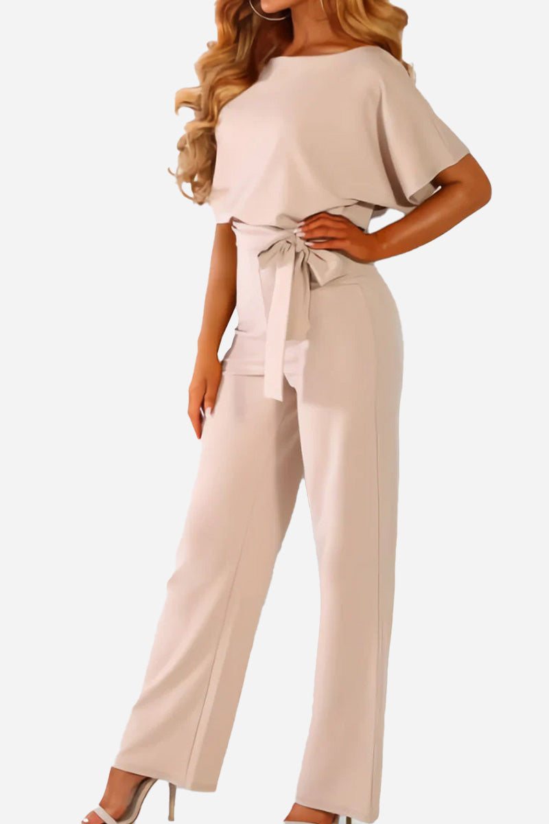 Alexandra | Women's Wide-Leg Belted Jumpsuit with Batwing Sleeves