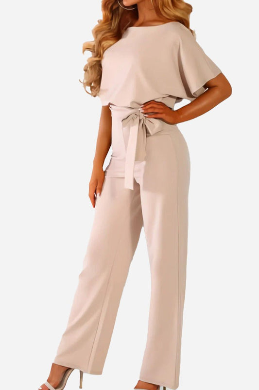 Alexandra | Women's Wide-Leg Belted Jumpsuit with Batwing Sleeves
