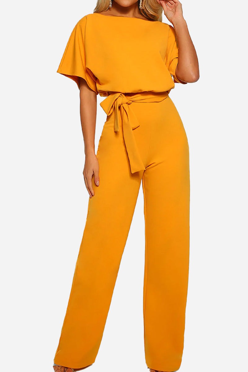 Alexandra | Women's Wide-Leg Belted Jumpsuit with Batwing Sleeves