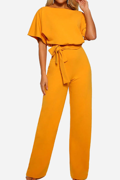 Alexandra | Women's Wide-Leg Belted Jumpsuit with Batwing Sleeves