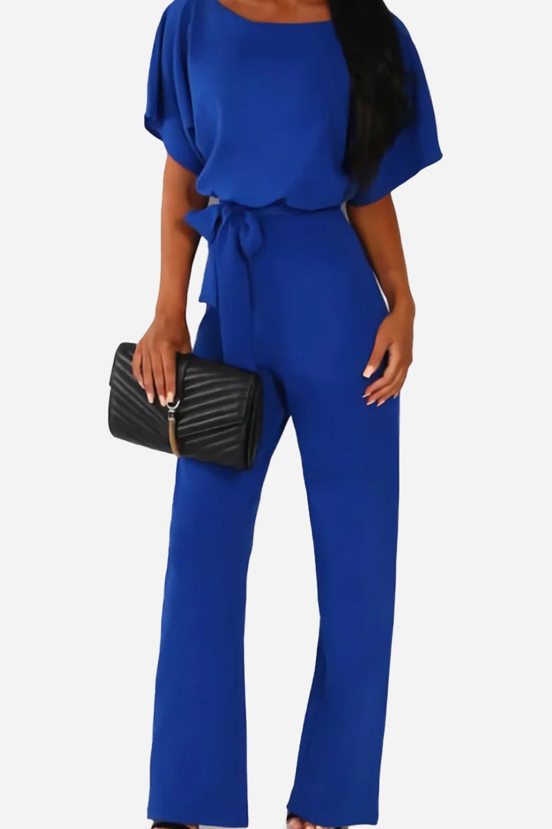 Alexandra | Women's Wide-Leg Belted Jumpsuit with Batwing Sleeves