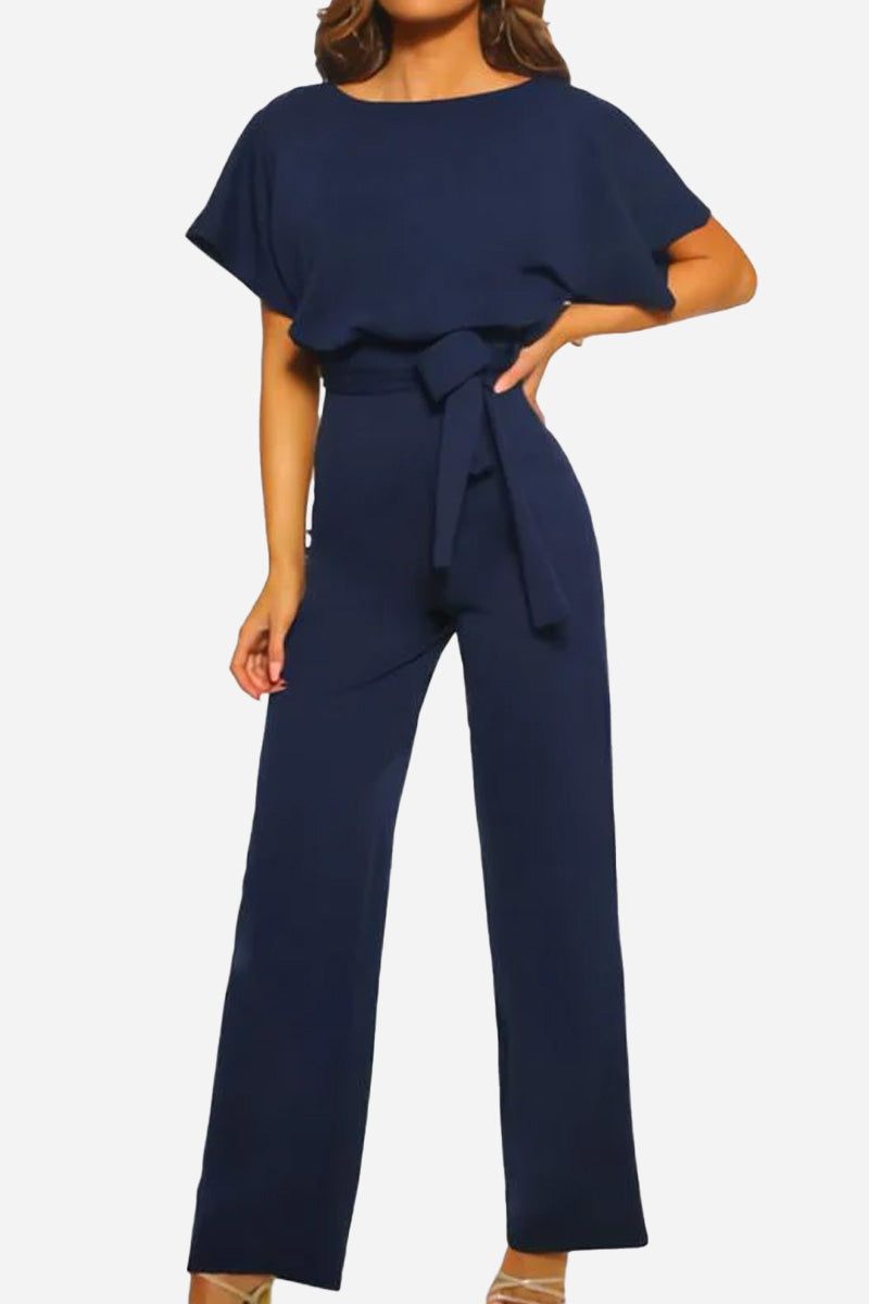 Alexandra | Women's Wide-Leg Belted Jumpsuit with Batwing Sleeves