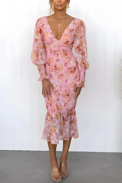Aubrey | Women's Floral Flowy Draped Dress Evening