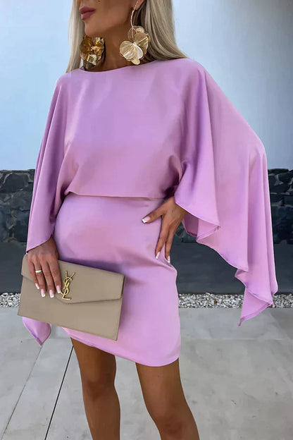 Alexa | Women's Cape Sleeve Short Dress Batwing Bodycon Cocktail