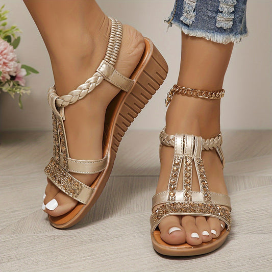 Isabella | Women's Rhinestone Woven Sandals