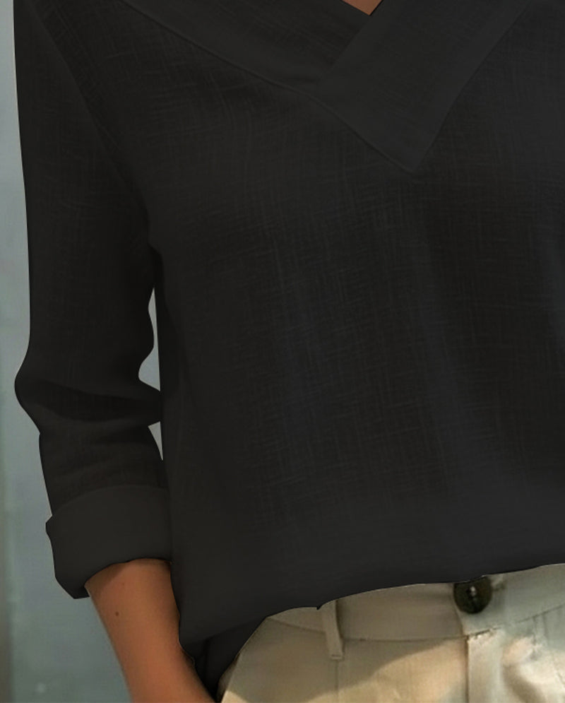 Nadia | Women's Asymmetric V-Neck Long Sleeve Top