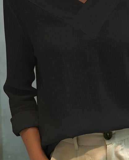 Nadia | Women's Asymmetric V-Neck Long Sleeve Top