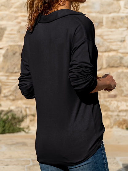 Fiona | Women's Half Zip Pullover Long Sleeve Relaxed Top