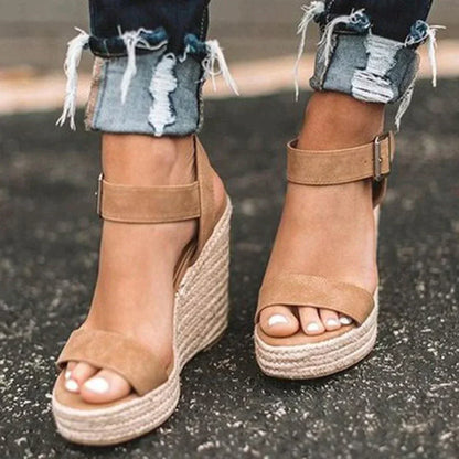Diana | Women's Woven Adjustable Buckle Wedge Sandals