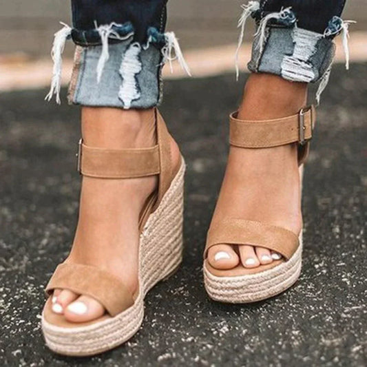 Diana | Women's Woven Adjustable Buckle Wedge Sandals