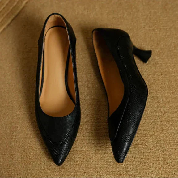 Eva | Women's Pointed Toe Kitten Heel Pumps Slip On Mid Heel