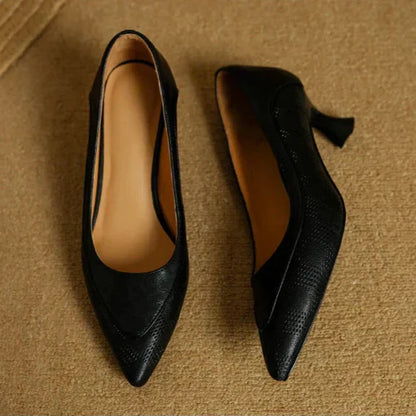 Eva | Women's Pointed Toe Kitten Heel Pumps Slip On Mid Heel