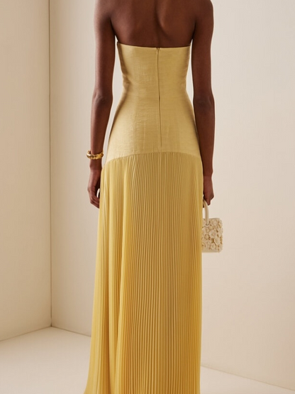 Cassidy | Women's Strapless Pleated Maxi Dress Occasion Evening Gown