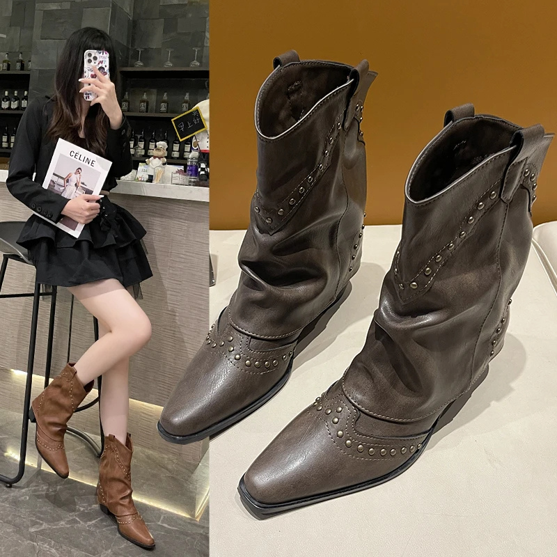 Lydia | Studded Western Boots