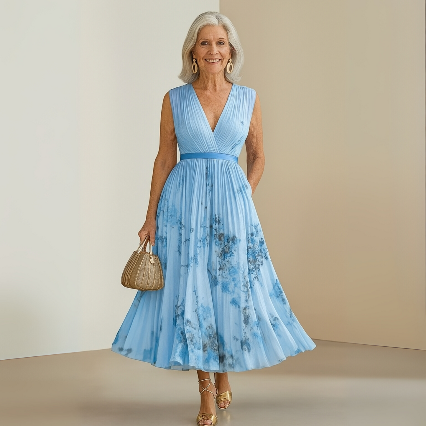 Victoria | Flowy No-Sleeve Summer Maxi Dress