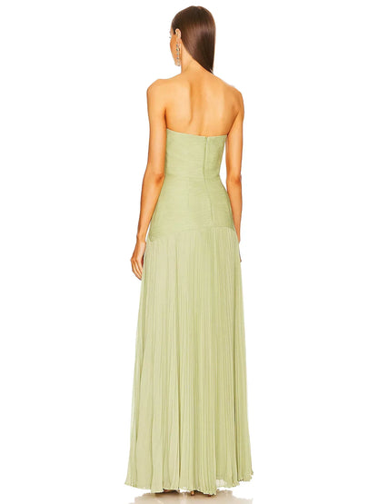 Cassidy | Women's Strapless Pleated Maxi Dress Occasion Evening Gown