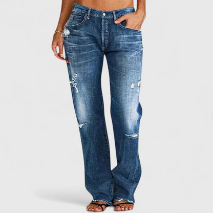 Phoebe | Women's Low Rise Distressed Straight Leg Jeans