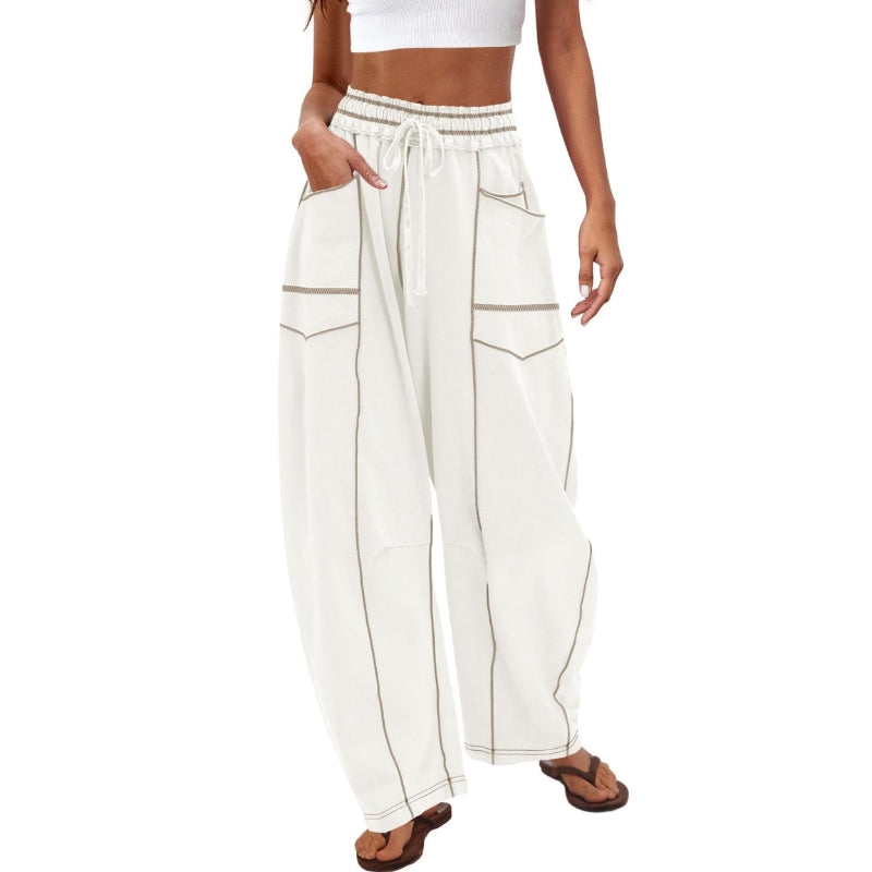 Andrea | Women's Wide Leg Cargo Pants High Waist Drawstring