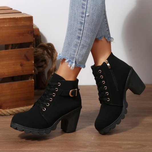 Julie | Trendy Lace-Up Chunky Ankle Boots