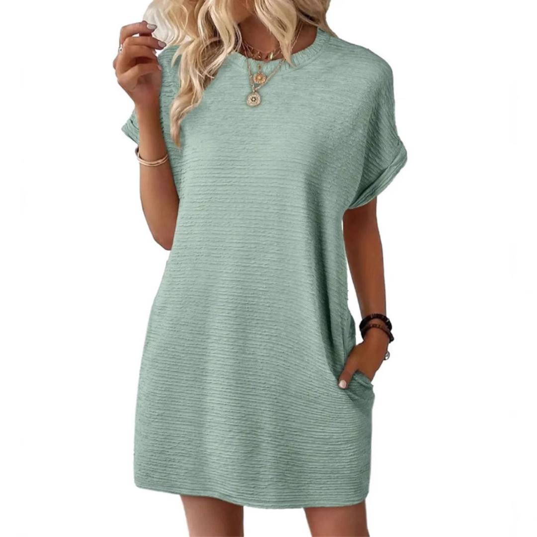 Reagan | Women's Short-Sleeved T-Shirt Short Dress with Pockets