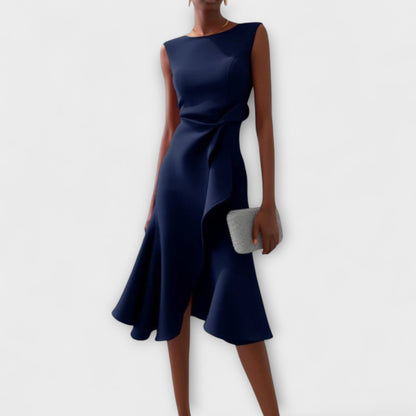 Claire | Draped Asymmetric Mid-Length Dress