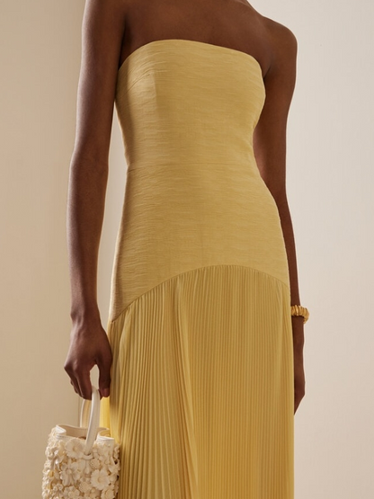 Cassidy | Women's Strapless Pleated Maxi Dress Occasion Evening Gown