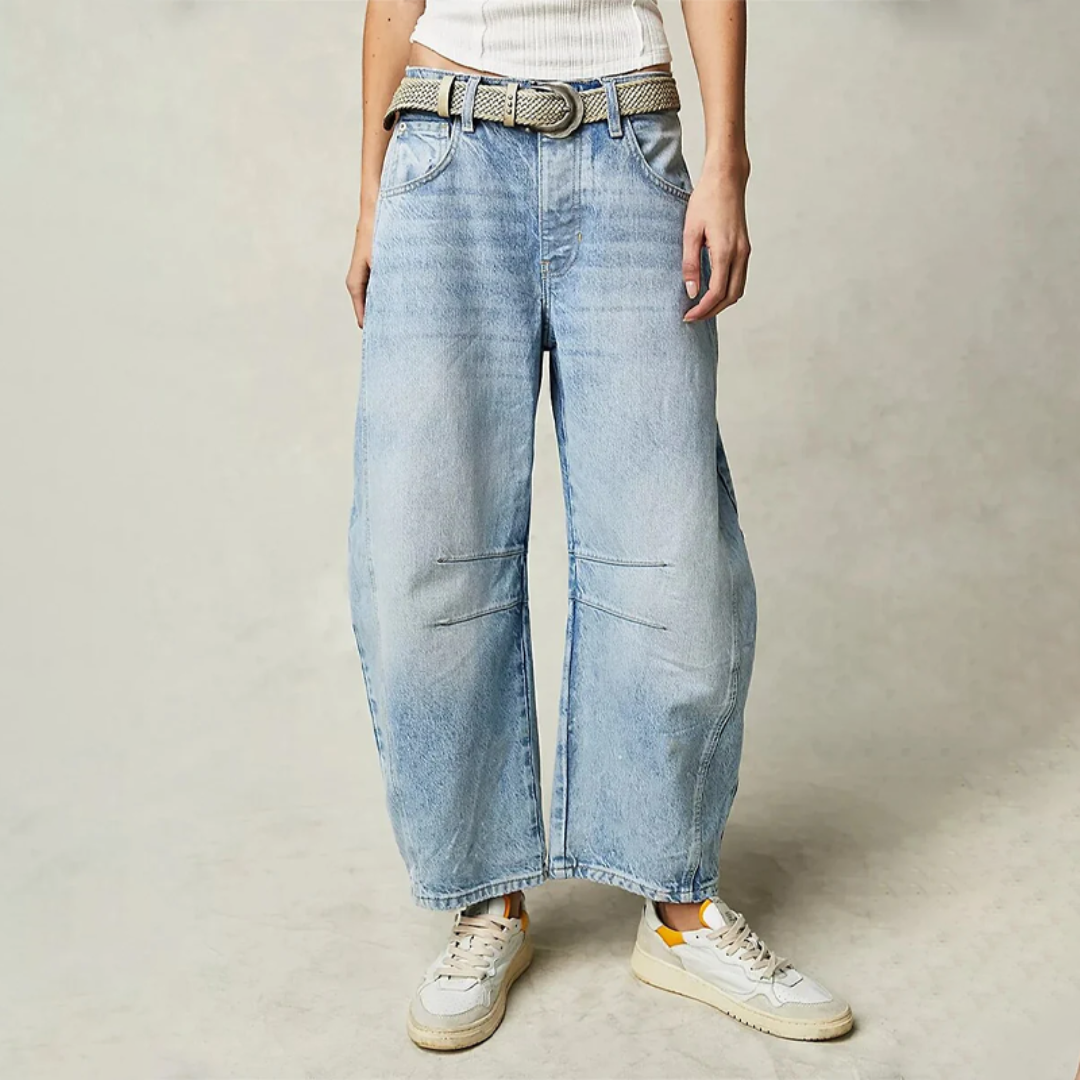 Wren | Women's High Waist Barrel Leg Jeans Easygoing Fit Denim
