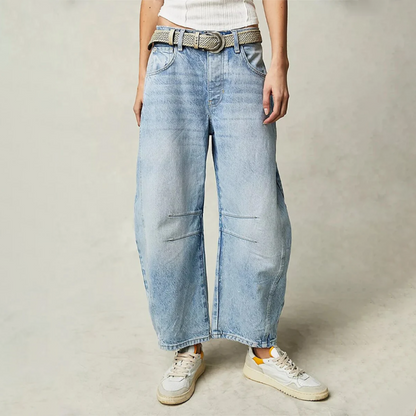 Wren | Women's High Waist Barrel Leg Jeans Easygoing Fit Denim