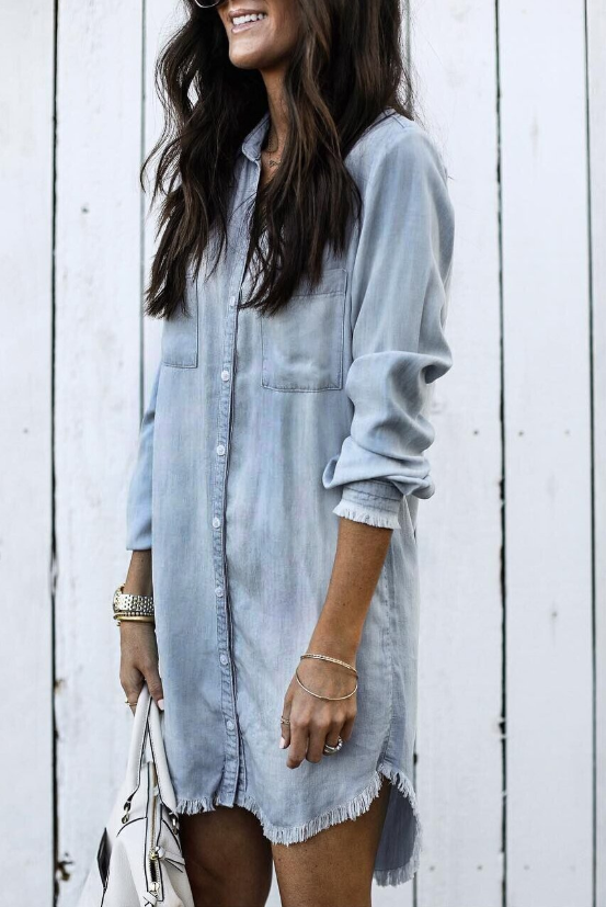 Chelsea | Women's Washed Everyday Button-Up Dress Full Sleeve