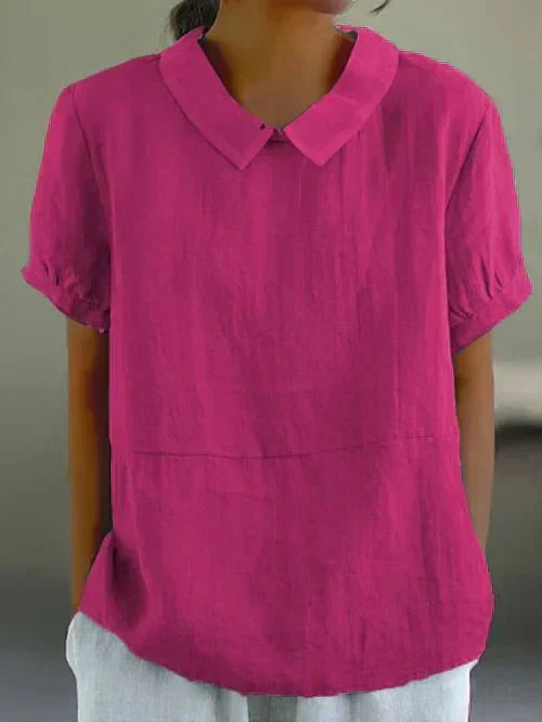 Elise | Women's Peter Pan Collar Short Sleeve Relaxed Top