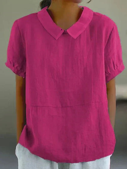 Elise | Women's Peter Pan Collar Short Sleeve Relaxed Top