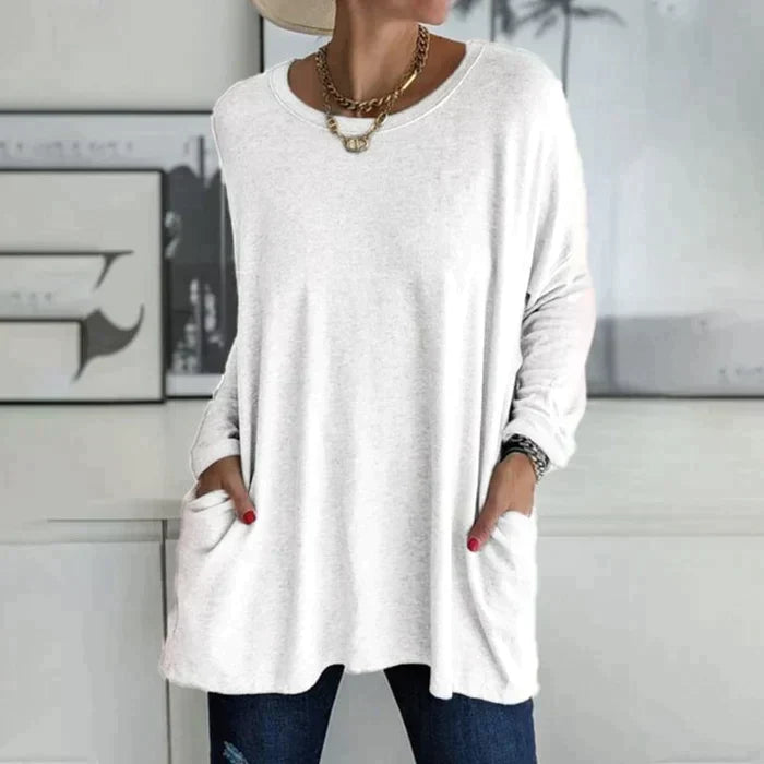 Amber | Women's Oversized Long Sleeve Tunic Top with Pockets