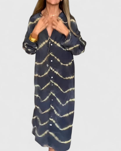 Jade | Women's Tie-Dye Print Button-Through Midi Button-Up Dress