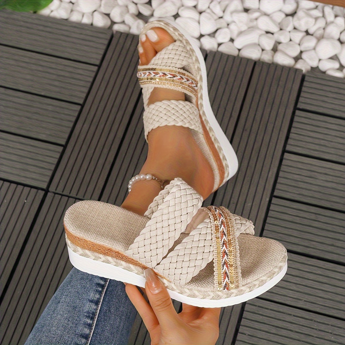 Andrea | Women's Woven Slip-On Sandals