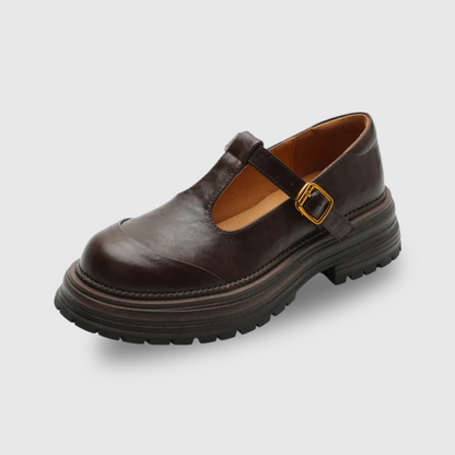Skylar | Women's T-Bar Mary Jane Shoes Round Toe Brogue Low Heel