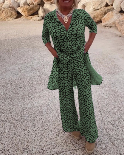 Ruth | Women's Printed Two-Piece Set Blouse and Pants