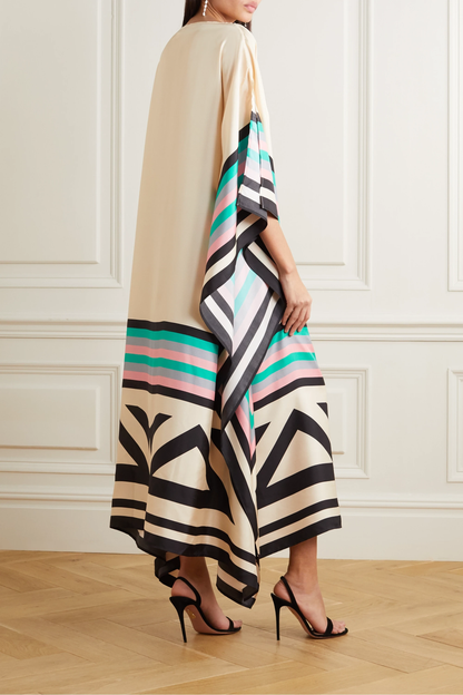 Sandra | Women's Caftan Dress Geometric Print Batwing Sleeve Maxi Dress